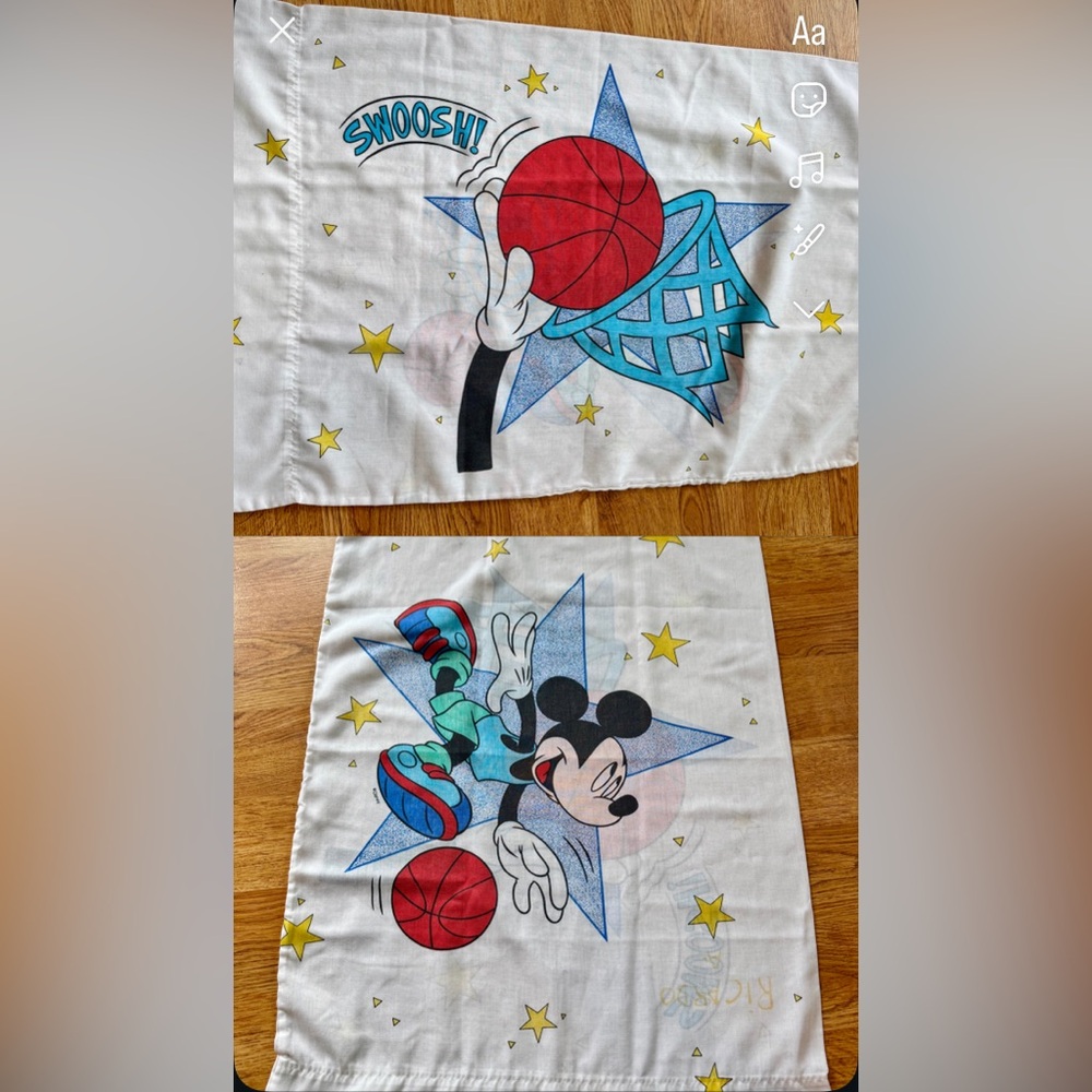 Vintage Mickey Mouse Basketball Themed Pillow Case